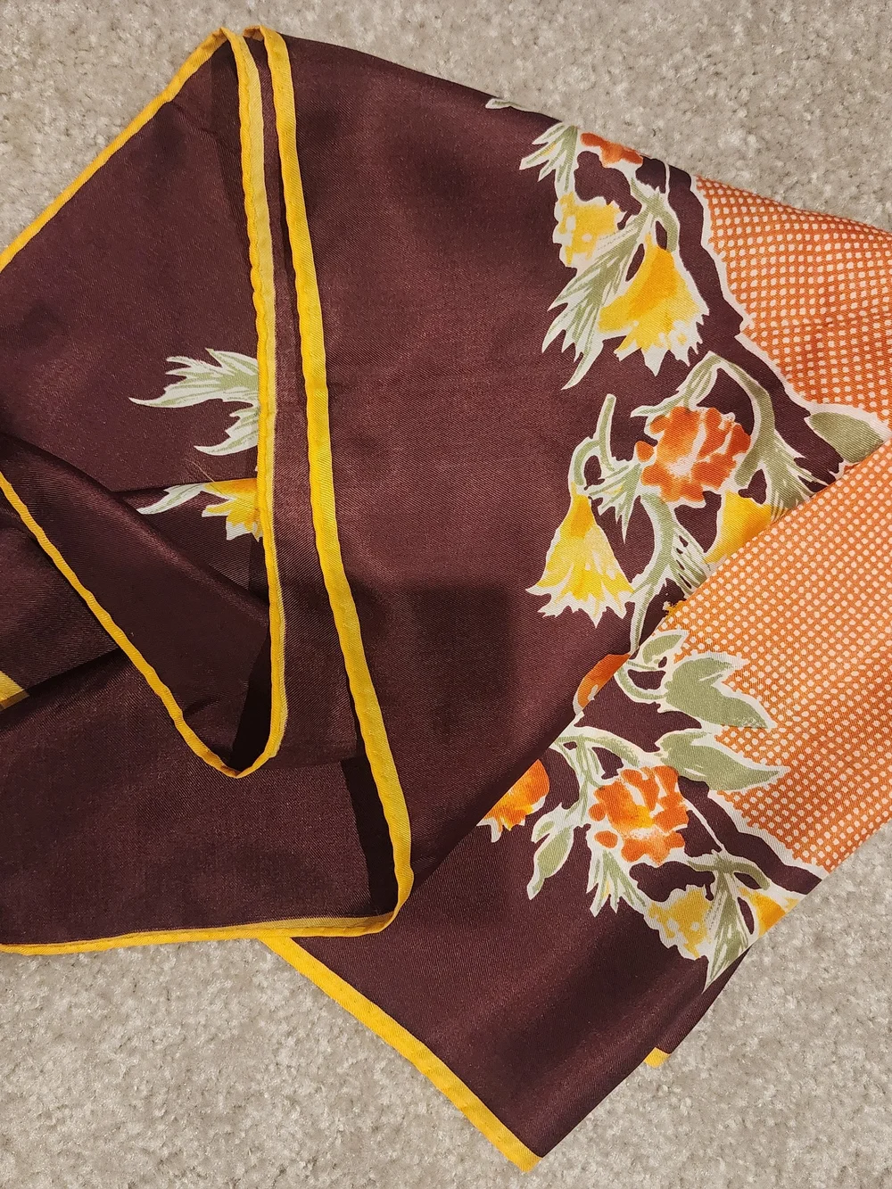 Uena Vintage Scarf in Brown and Orange